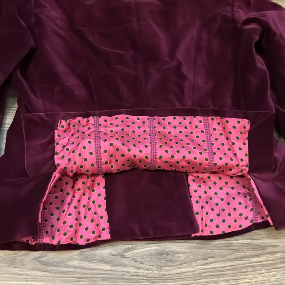 Robert Graham Velvet Deep Wine Purple Cropped Lined Pockets Button Up Jacket 4